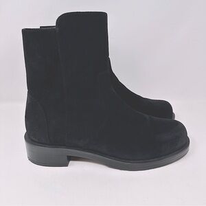 Stuart Weitzman 5050 Bold Zip Bootie Suede Leather Black Size 6.5